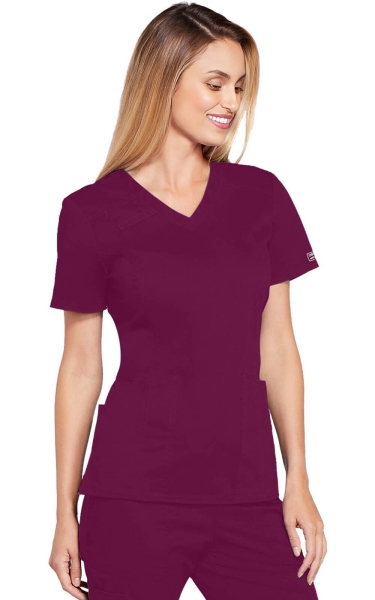 Halat Medical Cambrat pentru Femei Wine | Cherokee WorkWear Core Stretch - Img 4