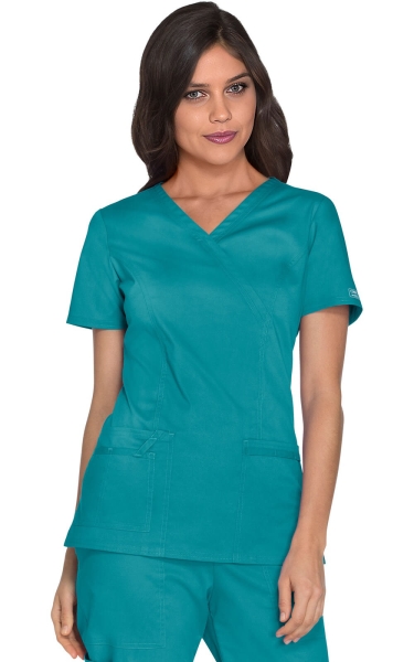 Halat Medical - Cherokee WorkWear - Mock Wrap Core Stretch | Teal Blue