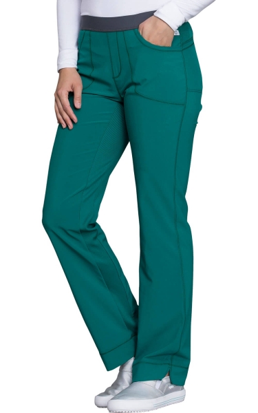 Pantaloni Medicali Antimicrobieni Cherokee PROTX2® Slim cu Talie Joasă - Infinity | Hunter Green - Img 3