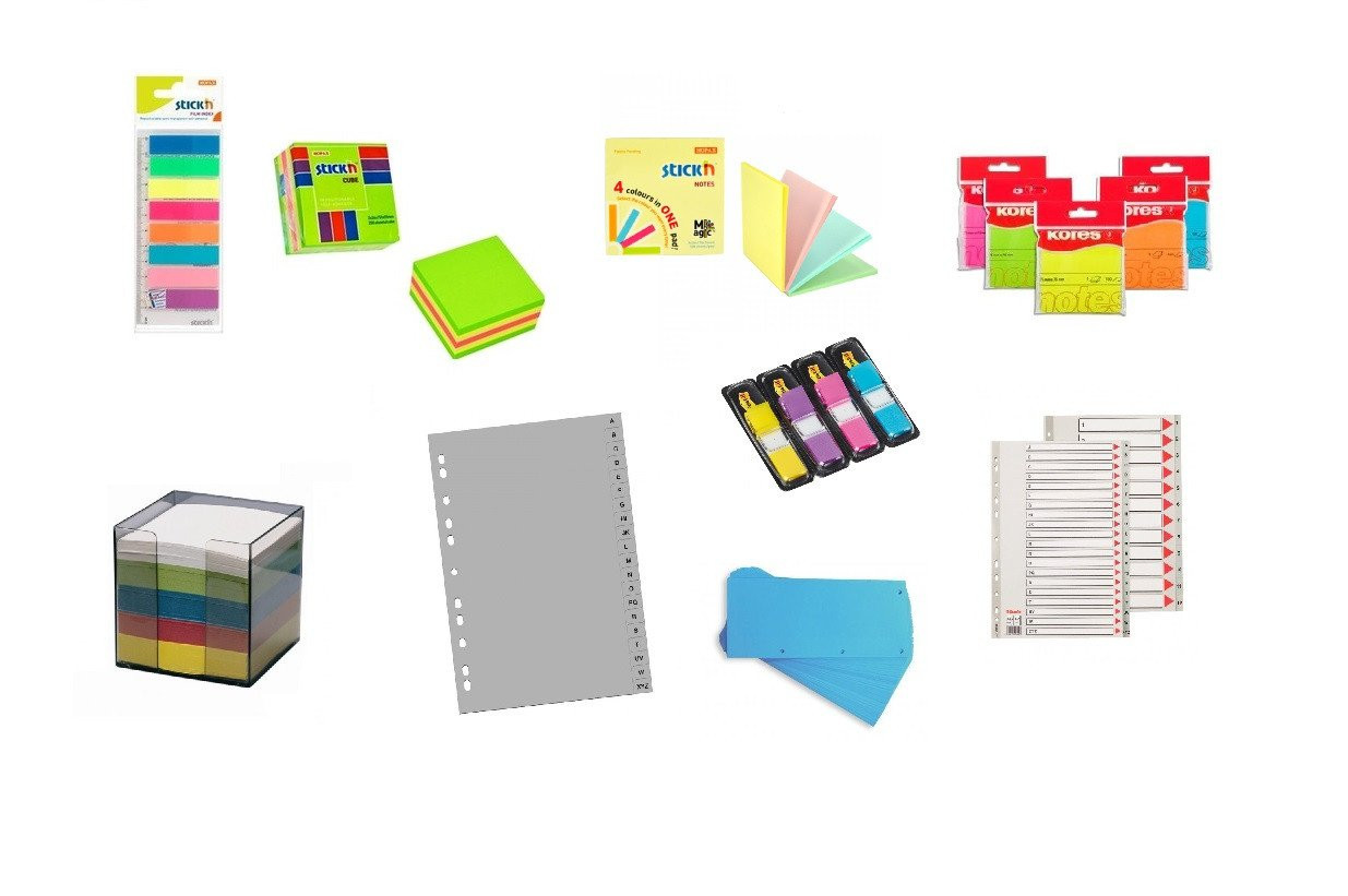 Index, notes, separatoare