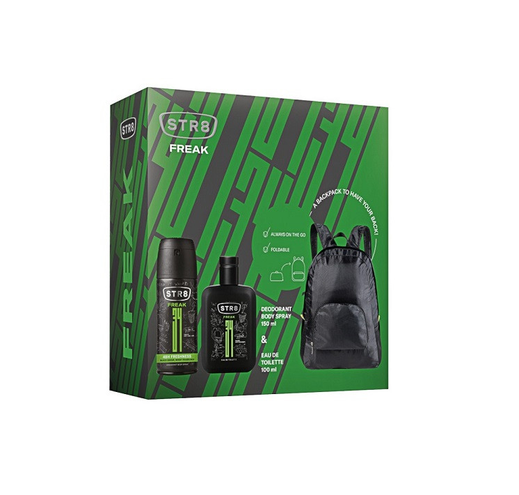 Set Cadou Str Freak Barbati Apa De Toaleta Ml Deo Spray Ml Si Rucsac Cadou