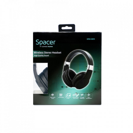 Casti Bluetooth Spacer Onyx cu microfon, Wireless, Radio FM, microSD, AUX, Control pe casti - Img 7