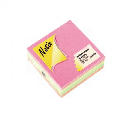 Cub notes autoadeziv 75 x 75 mm, 320 file, Umix - 4 culori neon
