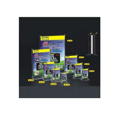 Display plastic cu magneti, pentru pliante, forma T, A7-portrait (74 x 105mm), KEJEA - transparent