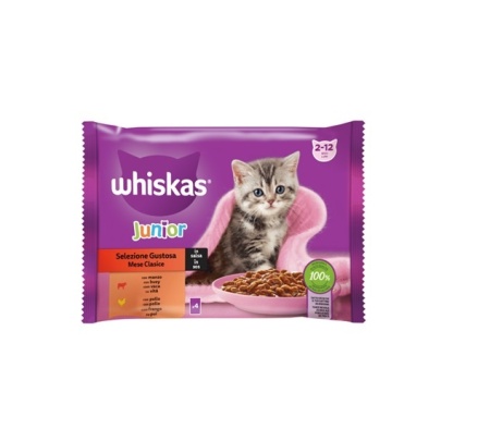 Hrana umeda pentru pisici Whiskas Junior Selectii Clasic Sos 4 x 85 g