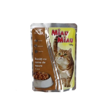 Hrana umeda pisici Miau Miau Iepure in sos, 100g