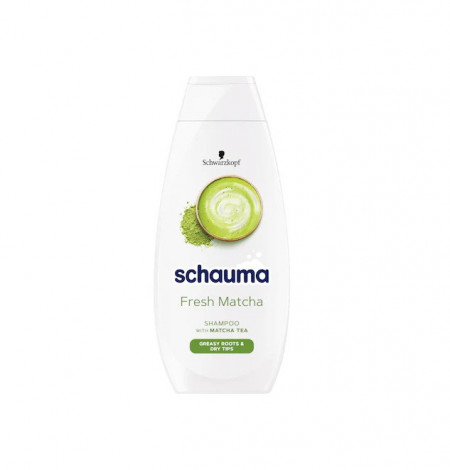 Sampon cu extract de ceai matcha si ulei de soia Schauma Fresh Matcha pentru par cu radacini grase si varfuri uscate, 400ml