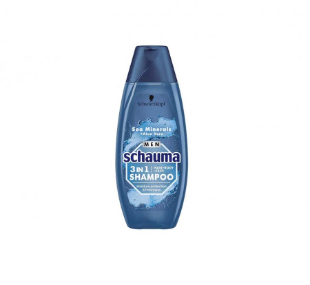 Sampon Schauma Men 3 în 1 par-corp-fata, Sea Minerals + Aloe Vera, 400 ml