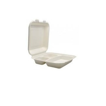Caserole Meniu Biodegradabil cu 3 Compartimente, 50 buc/set