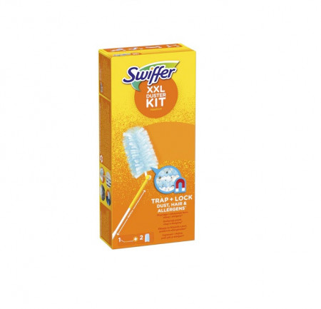 Pamatuf pentru curatarea prafului Swiffer Duster XXL Kit Trap & Lock, 1 Maner telescopic + 2 Rezerve