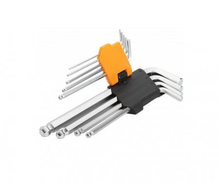 Set de 9 Chei Imbus Lung si Varf Sferic Cr-V, Tolsen