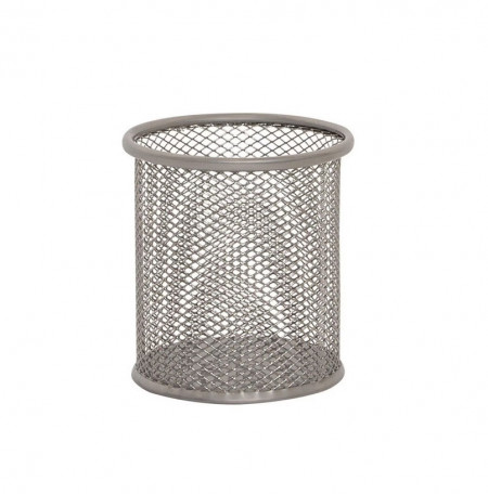 Suport instrumente de scris metalic rotund, Mesh Argintiu