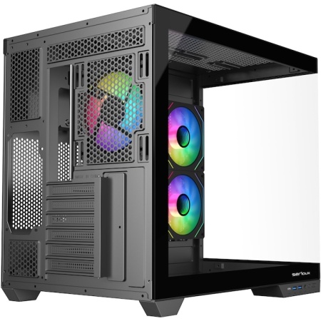 Carcasa gaming Serioux Shadow, Middle Tower, ATX, fara sursa cu 4 colere - Img 6