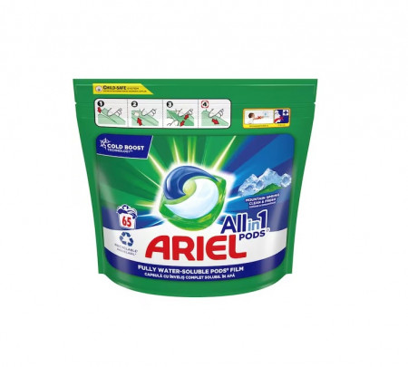 Detergent capsule Ariel All in One PODS Mountain Spring, 65 spalari