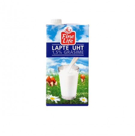 Lapte UHT Fine life, 1.5% grasime, 1L
