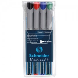 Marker OHP fin nepermanent Schneider 223F, 0.7 mm, 4 buc/set