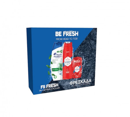 Set Cadou pentru barbati: sampon Head & Shoulders Menthol, 225 ml + Gel de dus Old Spice Whitewater, 250 ml + Deo stick Old Spice Whitewater, 50 ml