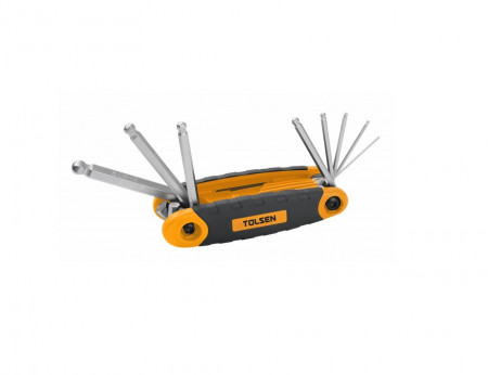 Set de chei hexagonal cu punct de bila pliabil 8 buc, Tolsen