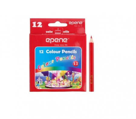 Creioane colorate mici, 1/2, corp hexagonal, 12 culori/set, EPENE