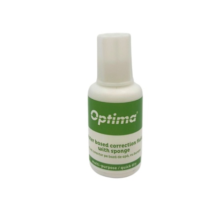 Fluid corector Optima cu pensula, pe baza de apa, 20ml