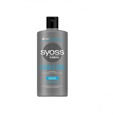 Sampon Syoss Men Clean & Cool pentru par normal spre gras, 440 ml