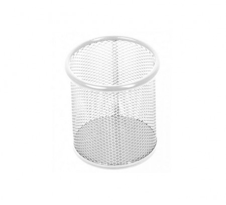 Suport instrumente de scris metalic rotund, Mesh Argintiu - Img 2