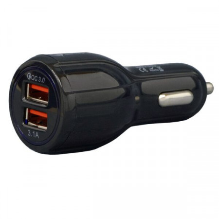 Alimentator Auto Bricheta Spacer Quick Charge 3.0, 3.1A, 2 x USB