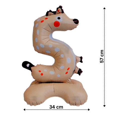Balon de petrecere din folie, In forma de animalut, Cifra 5 Vulpe 57 cm, Cu pozitionare pe podea - Img 2