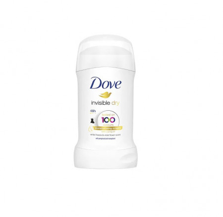 Deodorant antiperspirant stick Dove Invisible Dry pentru femei, 40 ml