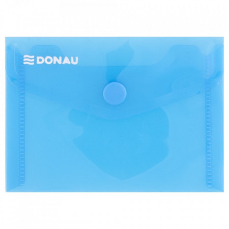 Mapa PP protectie documente A7 landscape, cu capsa, 10/set, DONAU - albastru transparent