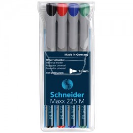 Marker OHP mediu nepermanent Schneider maxx 225 M, 1.0 mm, 4 buc/set