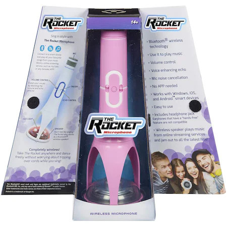 Microfon de jucarie WiFi The Rocket roz cu amplificator si boxa