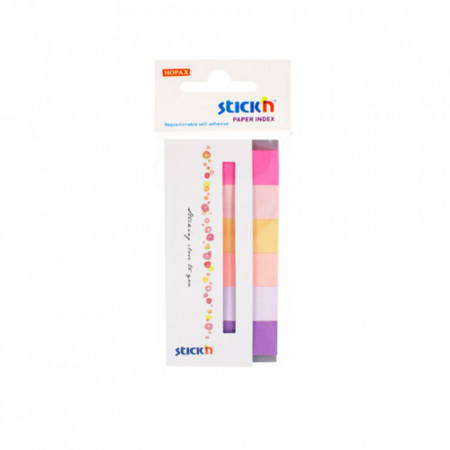 Stick index hartie color 45 x 15 mm, 6 x 30 file/set, Stick"n - 6 culori neon si pastel
