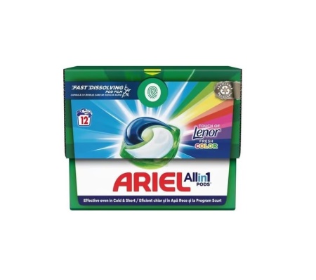 Detergent Capsule Ariel All In 1, Color Touch Of Lenor, 12 bucati