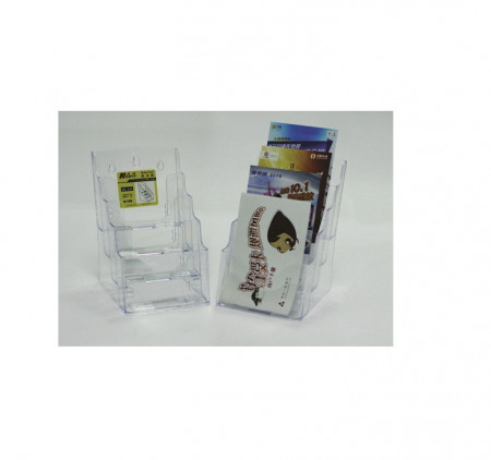 Display plastic pentru brosuri, de birou/perete, 4 x A5, KEJEA - transparent