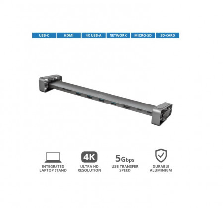 Docking station si Stand laptop integrat Trust Dalyx 10-IN-1, USB-C, Aluminium