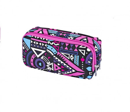 Penar textil Etui cu 2 fermoare BRONS fashion Triunghi - Img 4