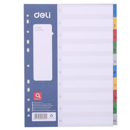 Separatoare Index plastic numeric 1- 10, A4, 130 microni, Deli