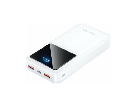 Acumulator extern Vention 20.000 mAh/74Wh, 22.5W , 2 x USB; 1 x USB Type-C, 1 x Micro USB, digital display, 3A, Alb