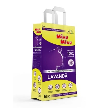Asternut igienic pentru pisici Miau Miau Lavanda, Bentonita 5 Kg