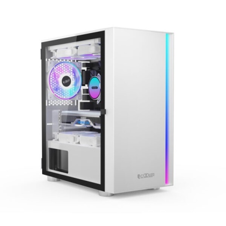 Carcasa Gaming PCCOOLER - LM300W ARGB, Middle ATX, mATX, ITX sticla securizata