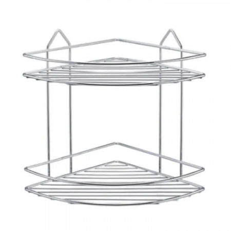 Coltar de baie din inox cromat cu 2 etaje, 21x28x40 cm
