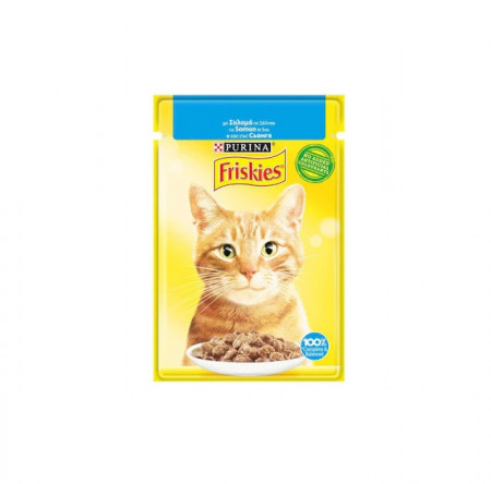Hrana umeda pentru pisici Friskies Adult, Somon In Sos, plic 85g