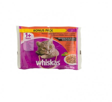 Hrana umeda pisici Whiskas Adult Selectii, Carne & Legume, 4 x 85g