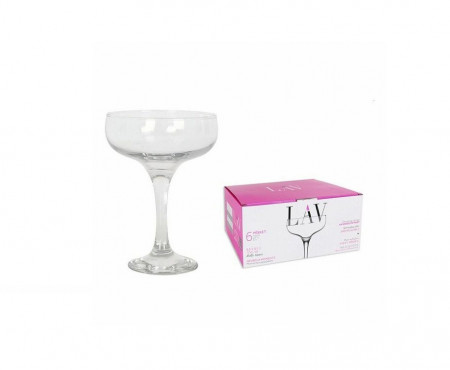 Pahare cu picior pentru sampanie, desert, LAV, 235 ml, 6 buc/set