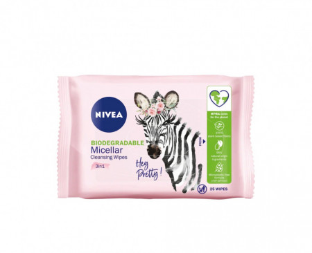 Servetele demachiante Nivea Micellar 3-in-1 pentru toate tipurile de ten, 25 buc