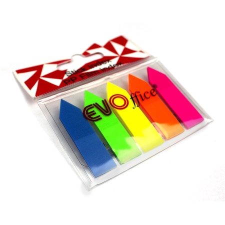 Stick index plastic 44 x 12.7 mm, 5 culori neon x 20 file sageata EVOffice