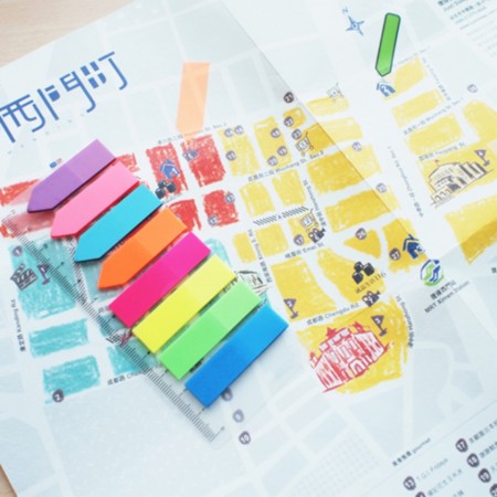 Stick index plastic transp. color 45 x 12 mm, 8 x 25 file/set + index sageata, Stick&quot;n-8 culori neon - Img 2