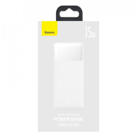 Baterie externa 20000mAh, 15W, Baseus Bipow Digital Display White - Img 5
