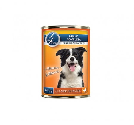Conserva cu Carne de Pui pentru Caini 4DOG, 415g